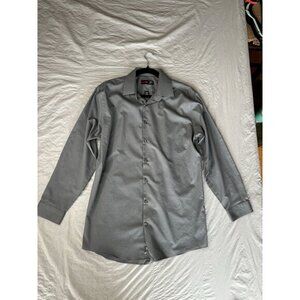 J Ferrar Mens Gray Dress Shirt 1616.5 3233 long sleeve button up cotton collared